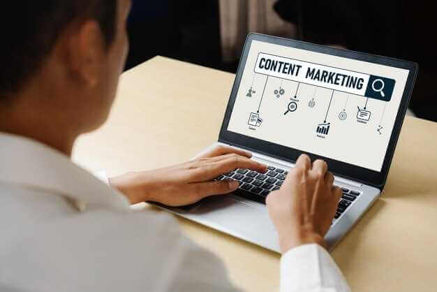 B2B content production workflow with publishing cadence and metrics